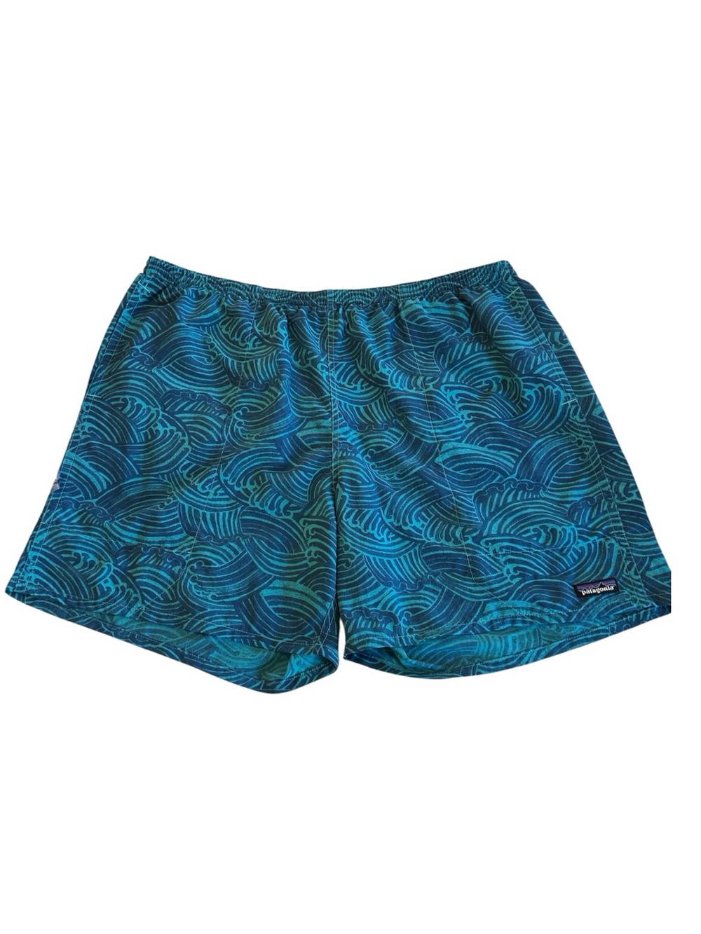 Patagonia Swim Shorts Men’s Size XXL Teal Wave Baggies Long 7 Inch Swim Trunks.
